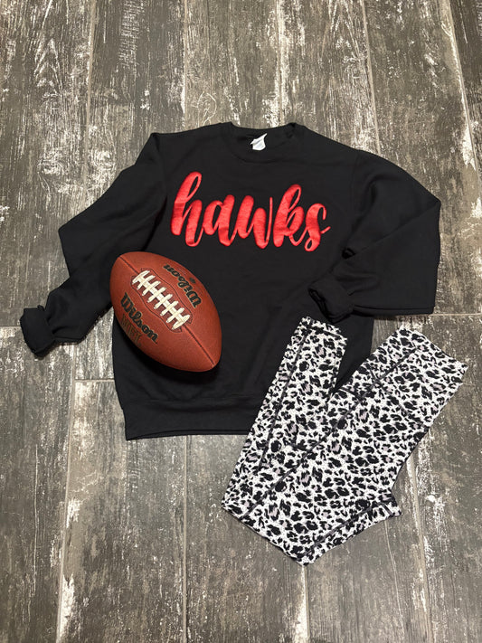 Red Metallic Puff "Hawks" Sweatshirt - $48